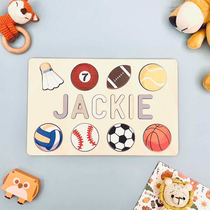 Custom Wooden Baby Name Puzzle with Balls