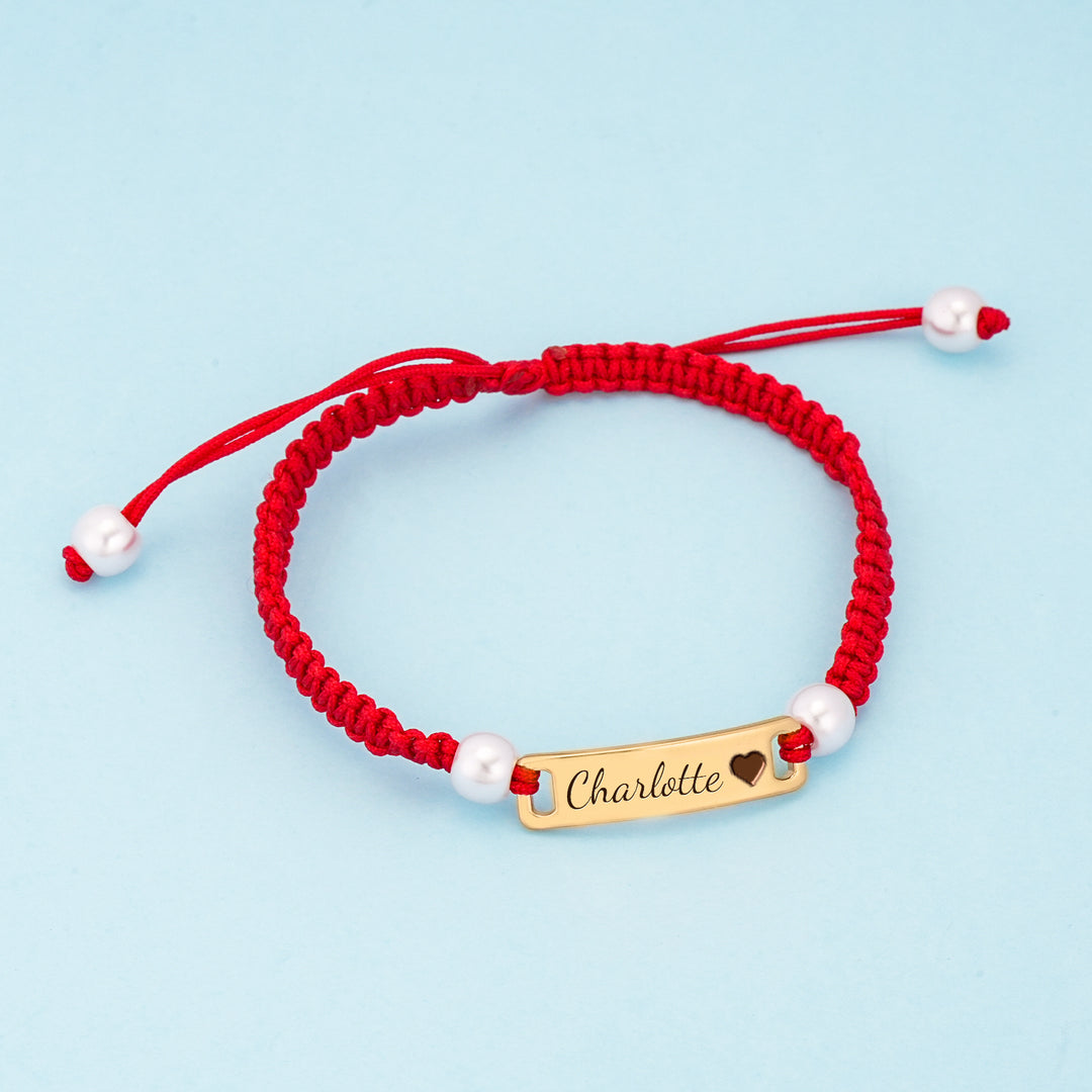 Hand-woven Red Cord Personalized Name Bracelet for Girls