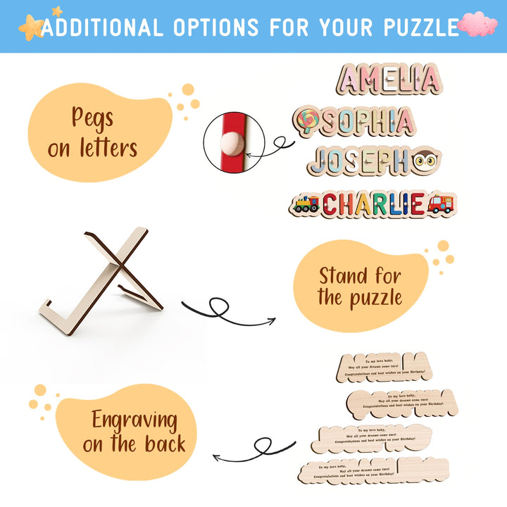 Custom Wooden Baby Name Puzzle - Outlines