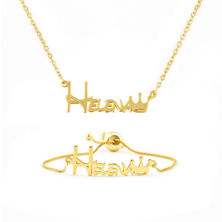 Crown Baby Name Bracelet and Necklace