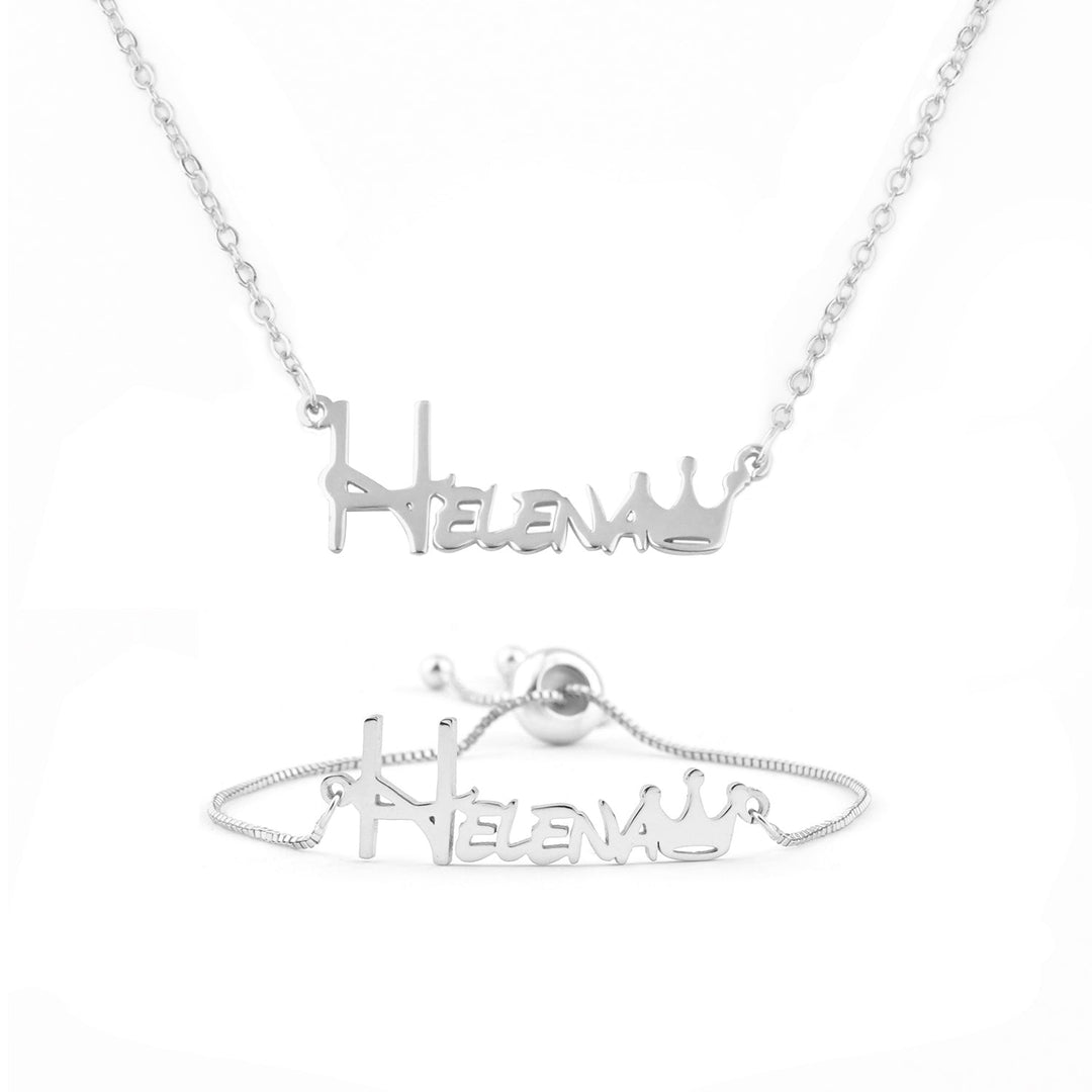Crown Baby Name Bracelet and Necklace