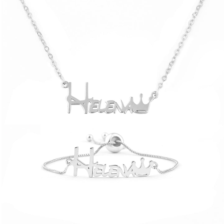 Crown Baby Name Bracelet and Necklace