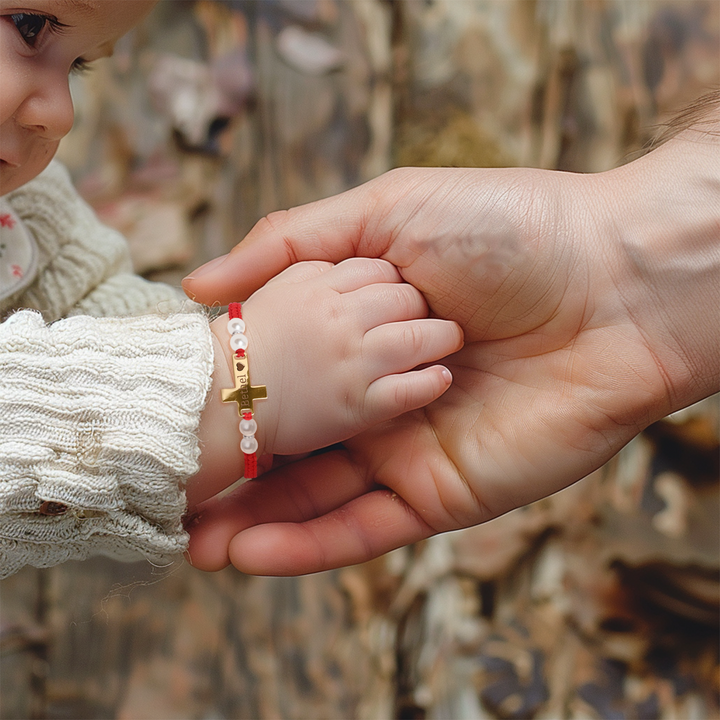 Hand Braided Red Rope Personalized Baby Name Cross Bracelet