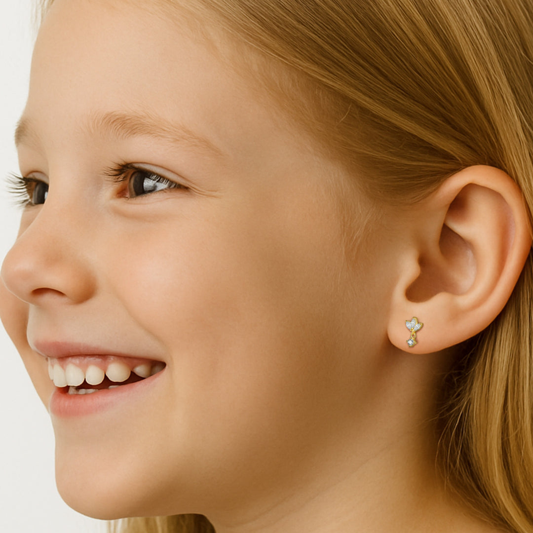 CZ Marquise Floral Dangle Earring for Kids