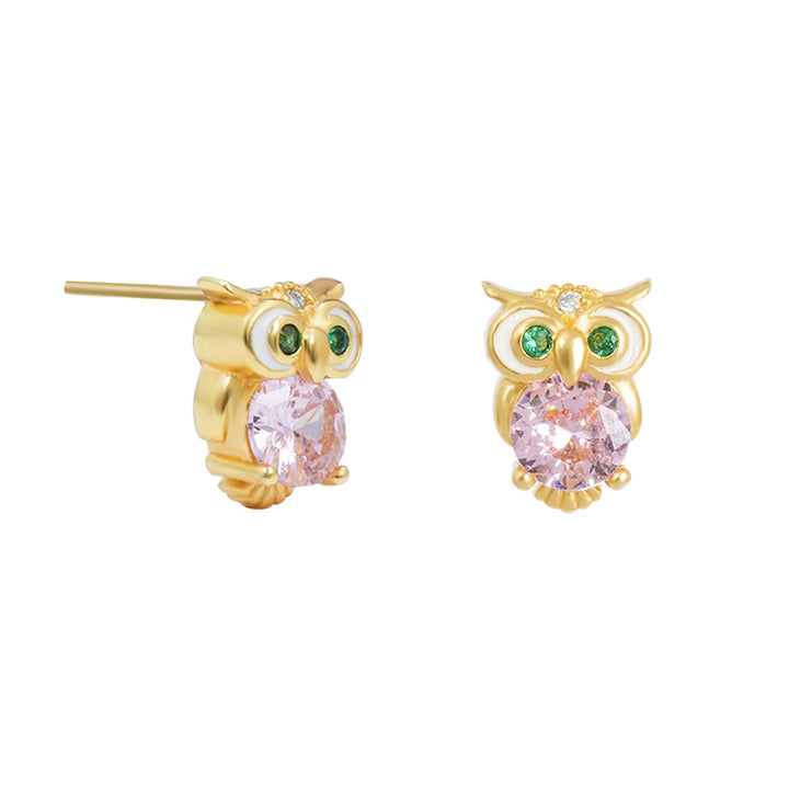 Cute Owl CZ Girls Stud Earrings