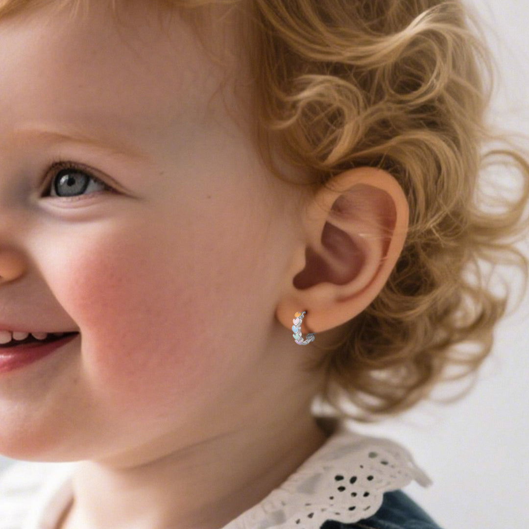 Girls Dreamy Pastel Heart Huggie Hoops