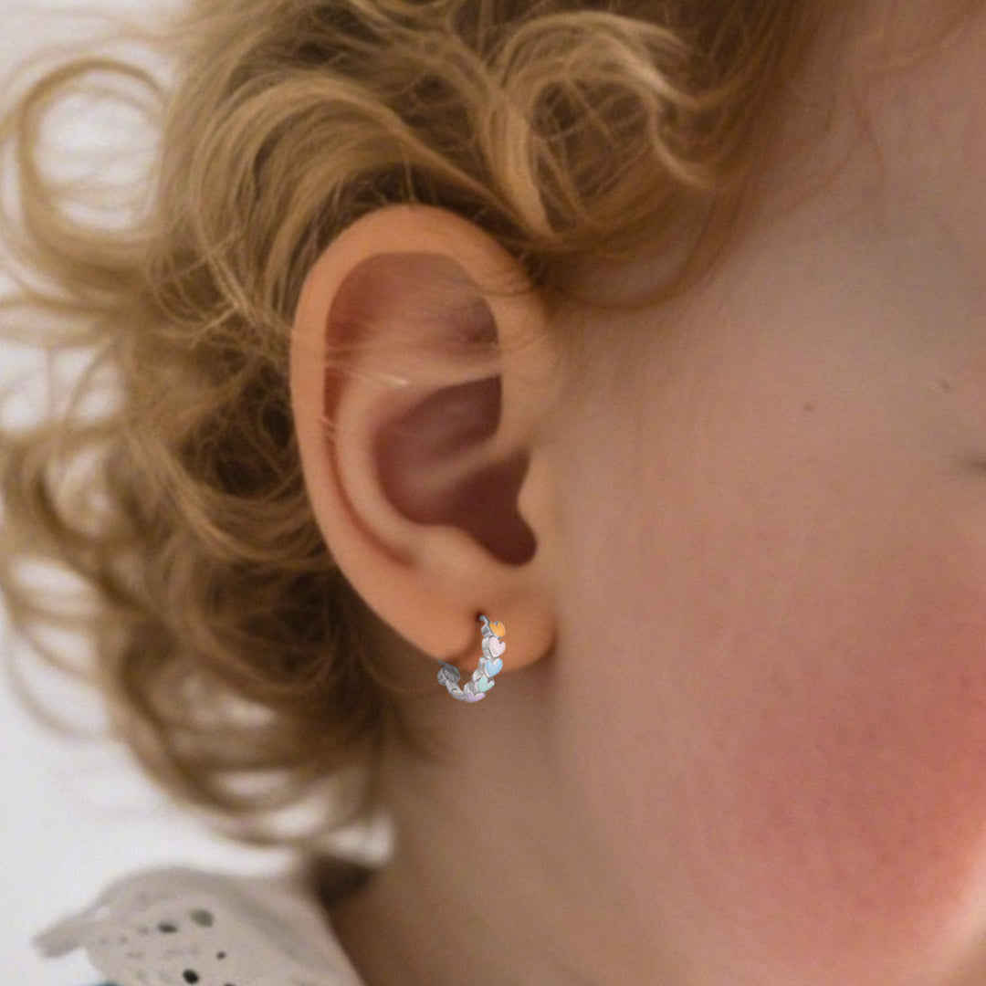 Girls Dreamy Pastel Heart Huggie Hoops