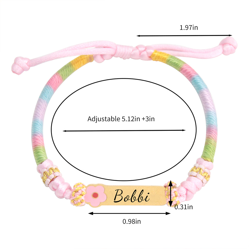 Personalized Rainbow Cord Baby Name Bracelet with Cute Icon