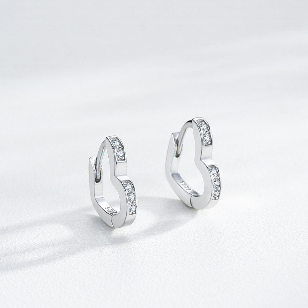 Sterling Silver CZ Heart Huggie Earrings for Girls