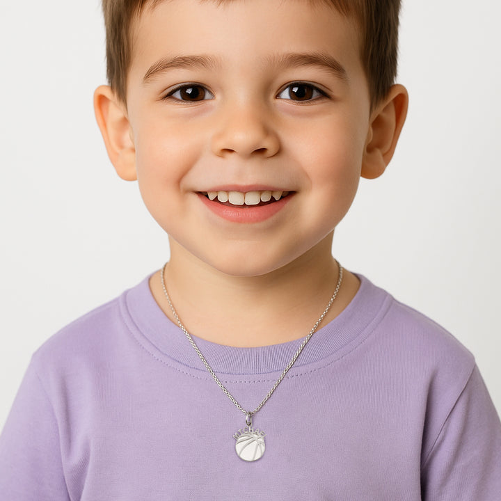 Collier personnalisé avec prénom pour bébé garçon et basketteur
