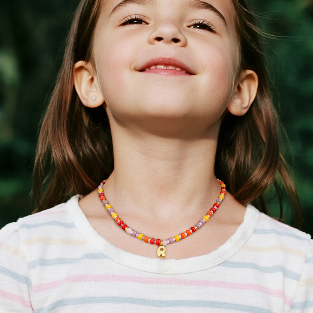 Personalized Initial Girls Colorful Beads Necklace