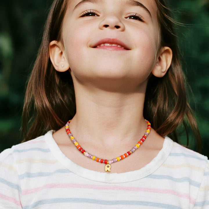 Personalized Initial Girls Colorful Beads Necklace