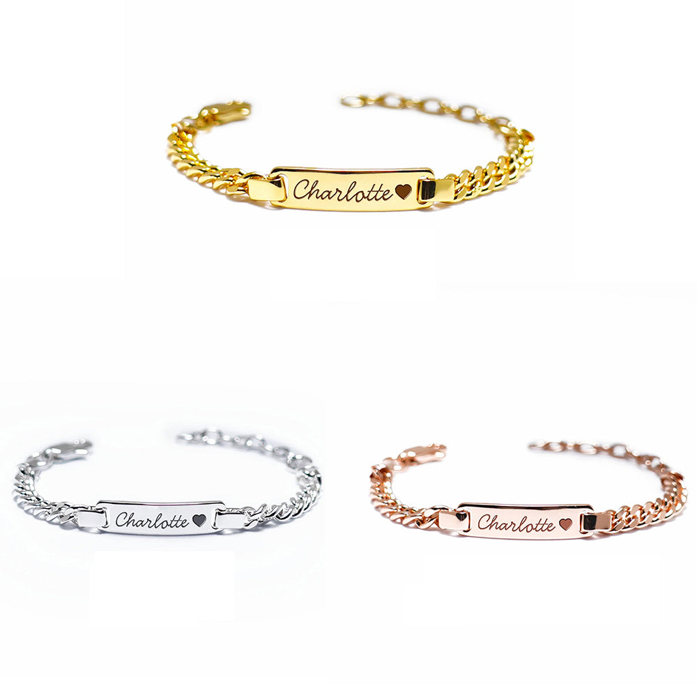 Bracelet personnalisé avec nom de bébé et pierre de naissance