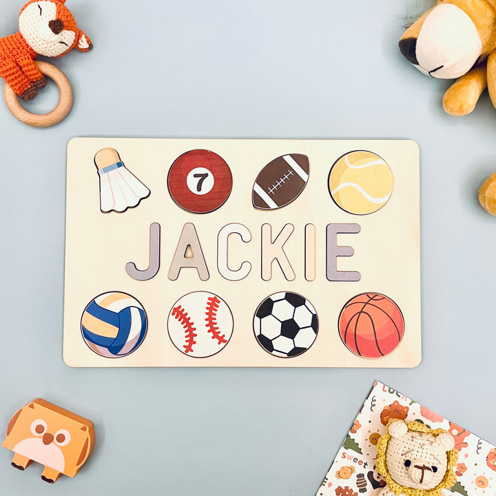 Personalized Wooden Baby Name Puzzle with Balls