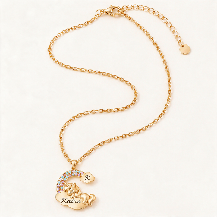 Personalized Magical Unicorn Name Necklace for Girls