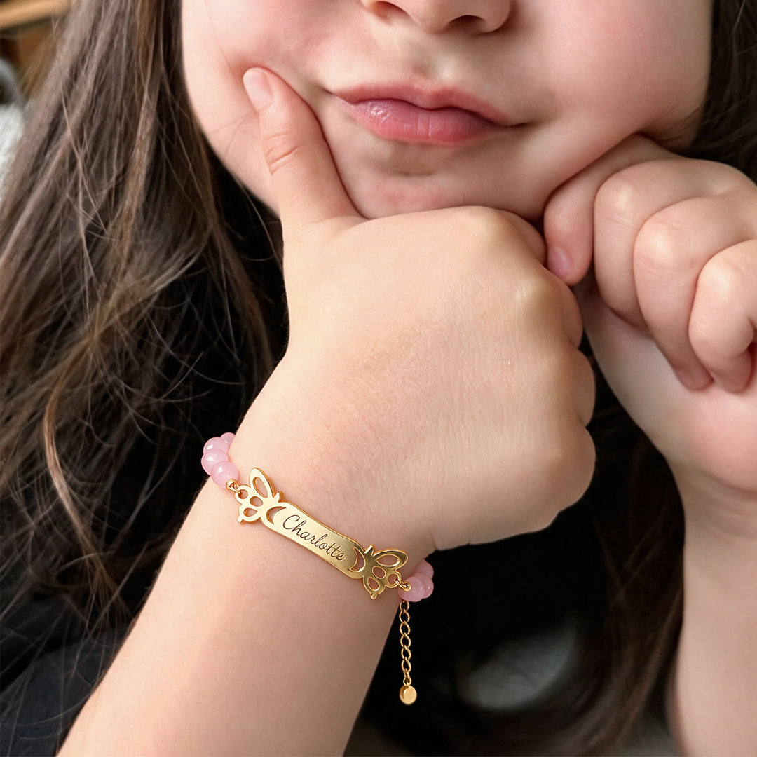 Personalized Butterfly Name Beaded Bracelet