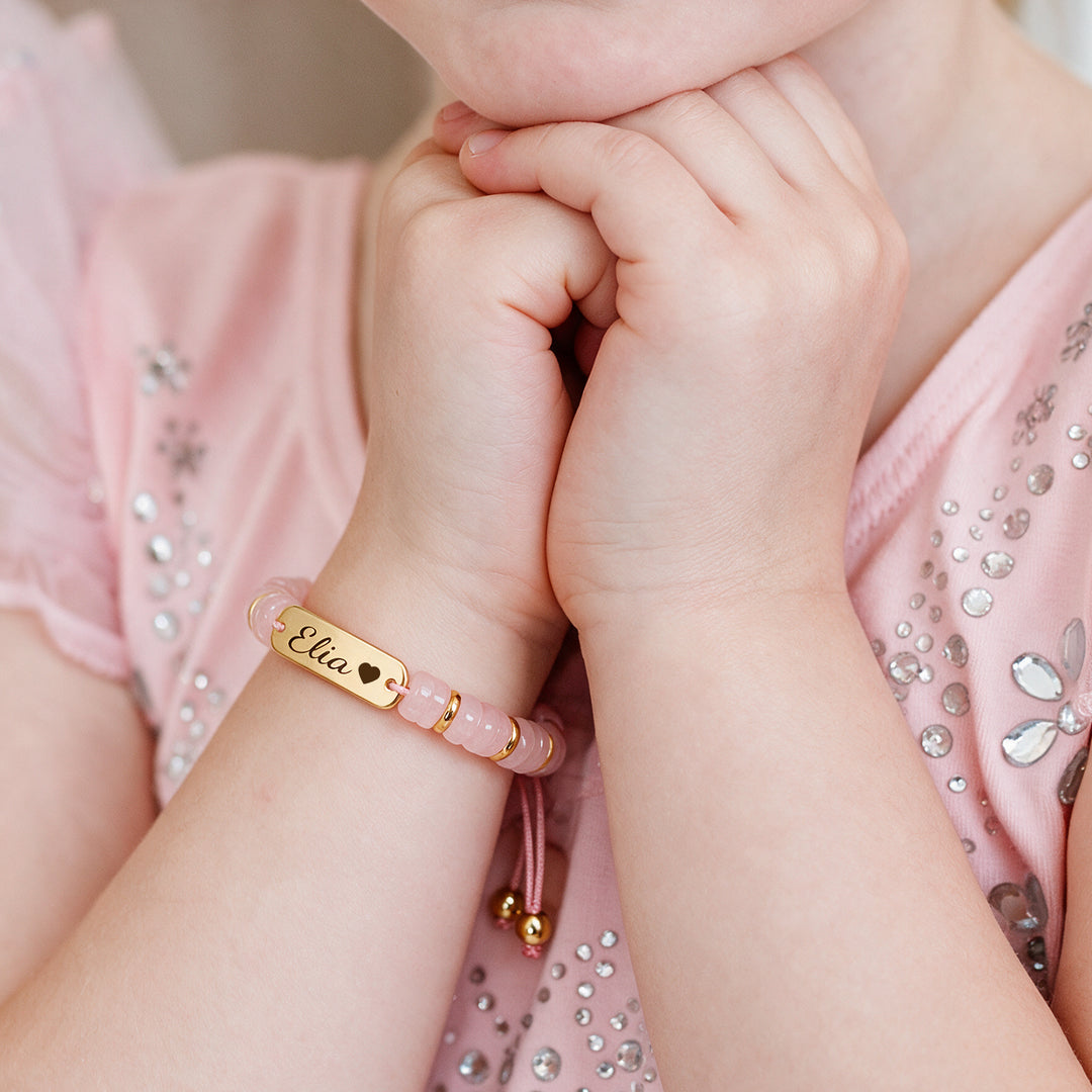 Personalized Name Bracelet with Natural Stone Beads for Kids and Adults