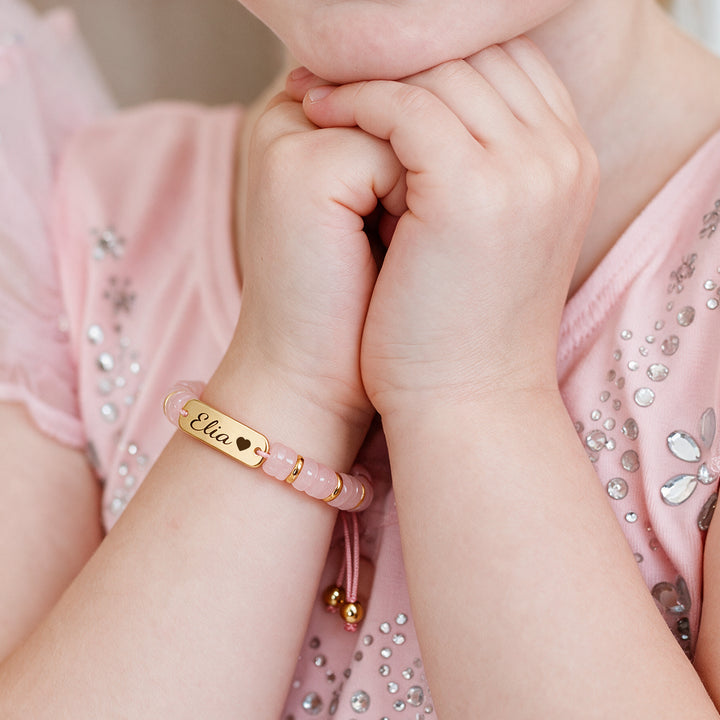 Personalized Name Bracelet with Natural Stone Beads for Kids and Adults