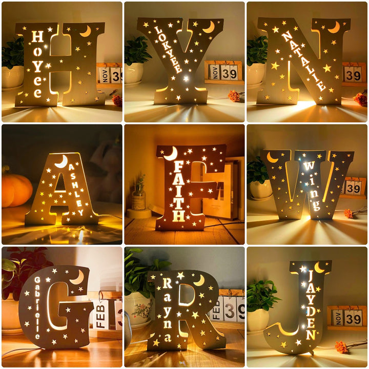 Personalized Wooden Letter Night Light Decoration