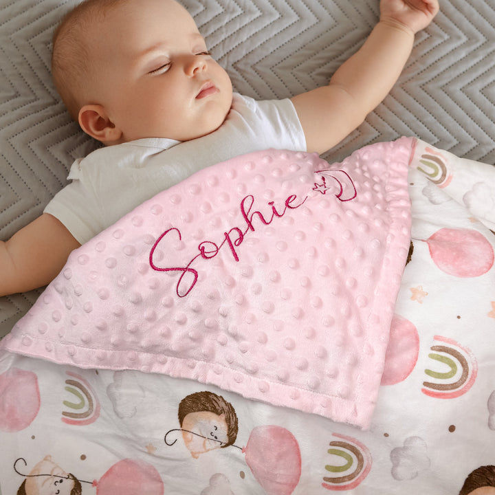 Personalized Baby Minky Dot Blanket with Name