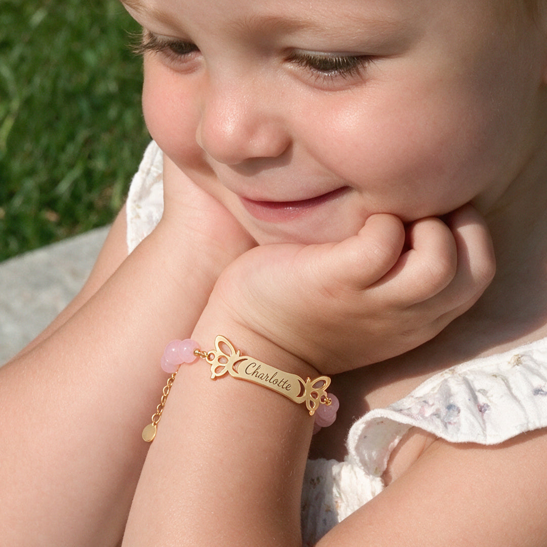 Personalized Butterfly Name Beaded Bracelet