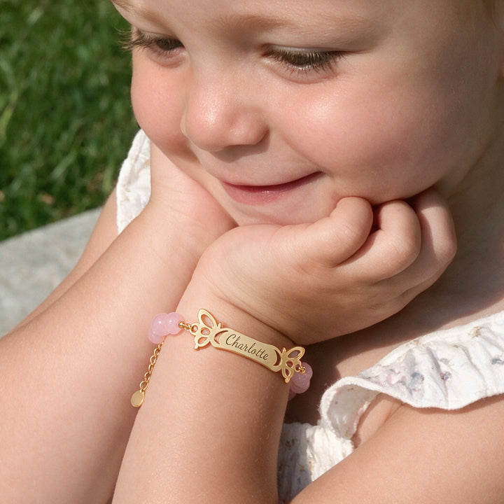 Personalized Butterfly Name Beaded Bracelet