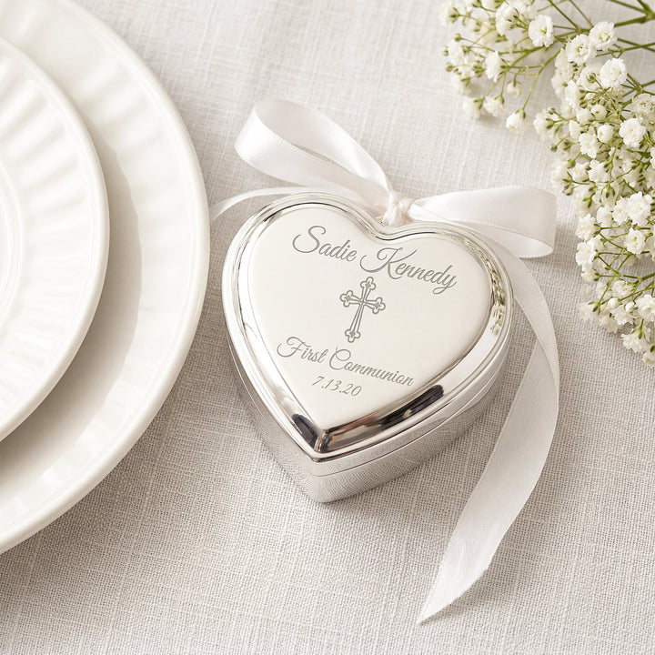 Personalized Baby Baptism or Christening Heart Jewelry Box