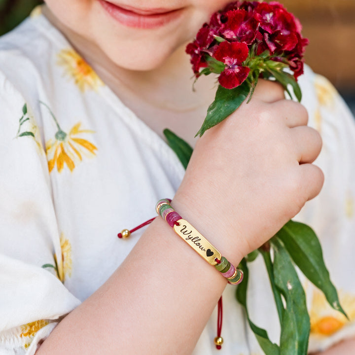 Personalized Name Bracelet with Natural Stone Beads for Kids and Adults