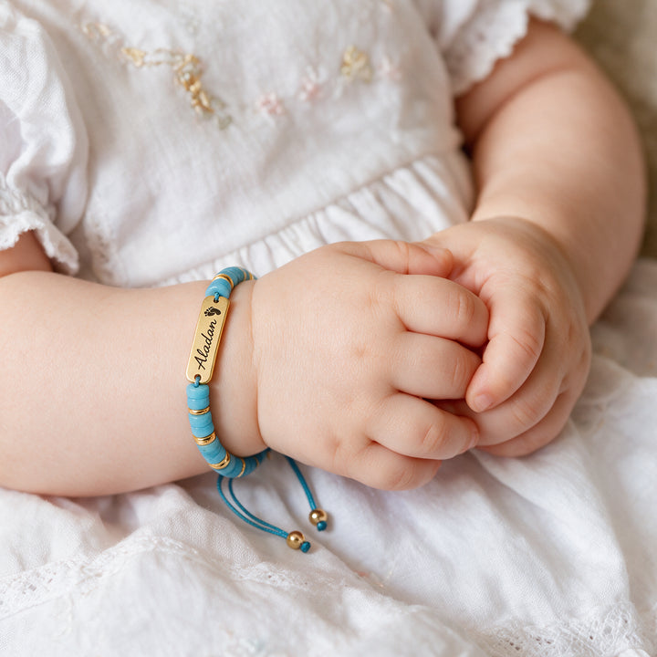 Personalized Name Bracelet with Natural Stone Beads for Kids and Adults
