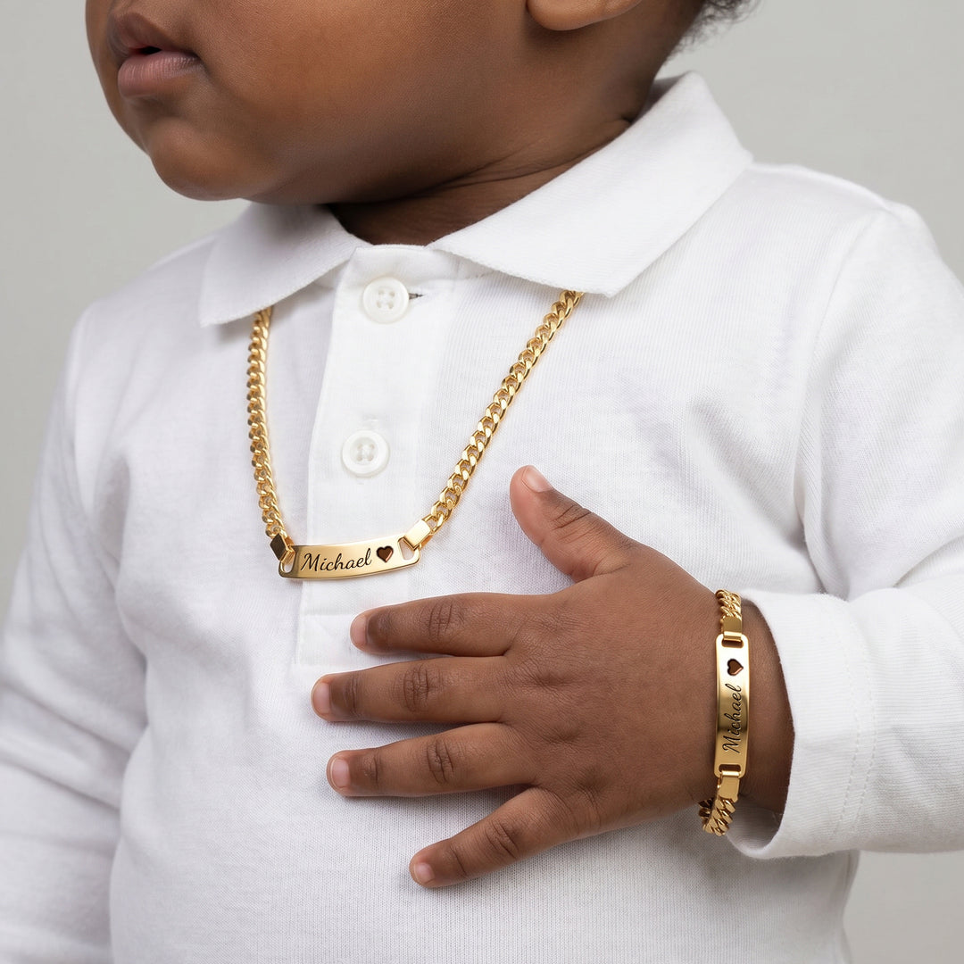 Personalized Baby Name Birthstone Bracelet and Necklace Set