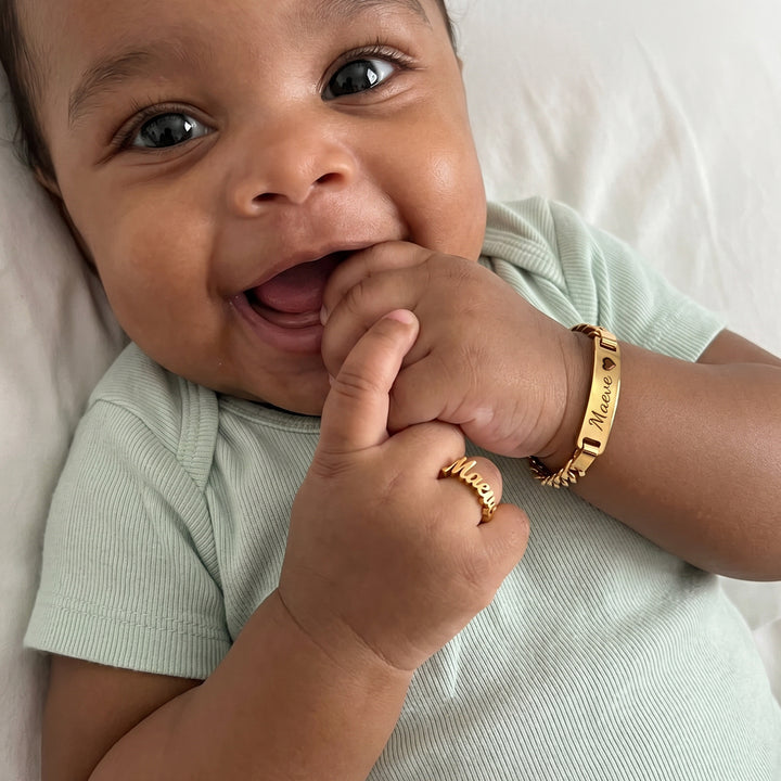 Personalized Baby Name Bracelet & Ring Set