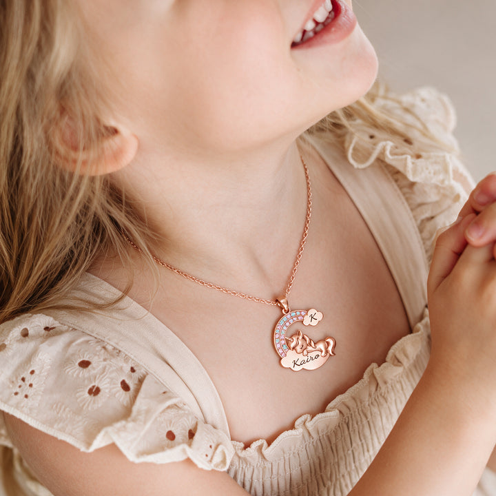 Personalized Magical Unicorn Name Necklace for Girls