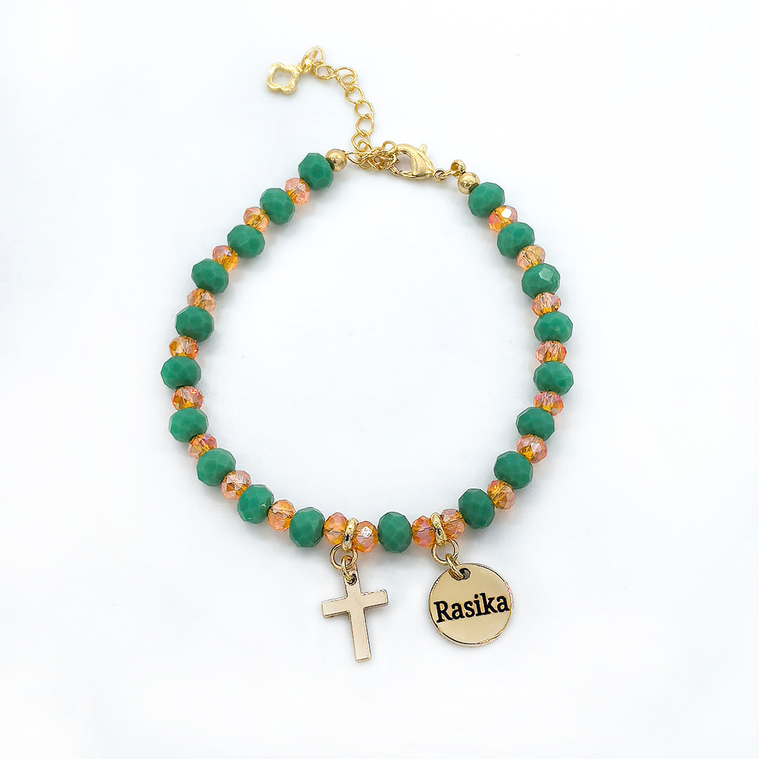 Engravable Cross Charm Children's Christmas Bracelet