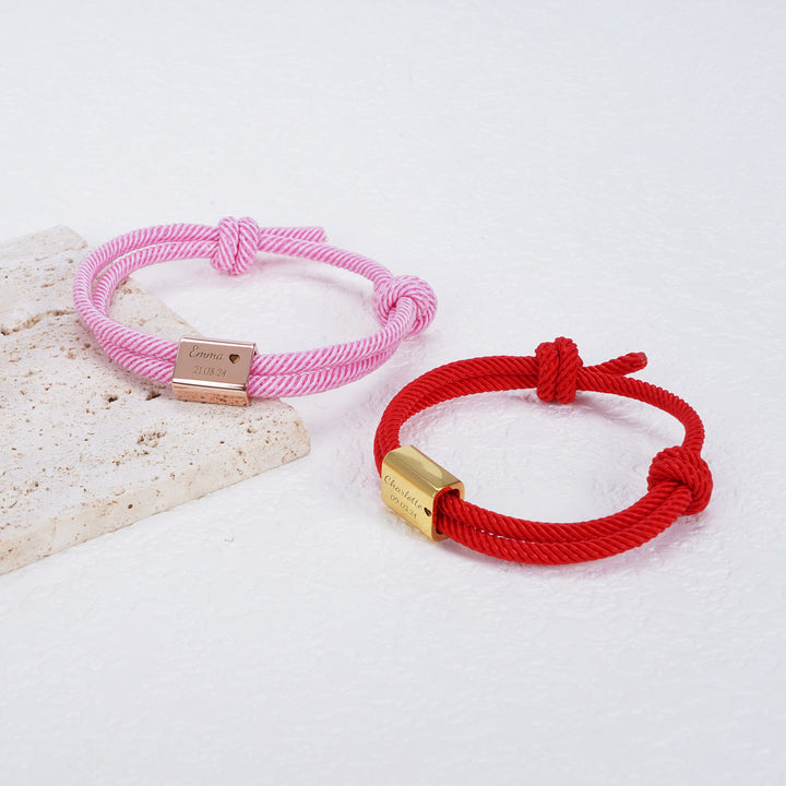 Bracelet en corde pour bébé fait main et gravé sur mesure 