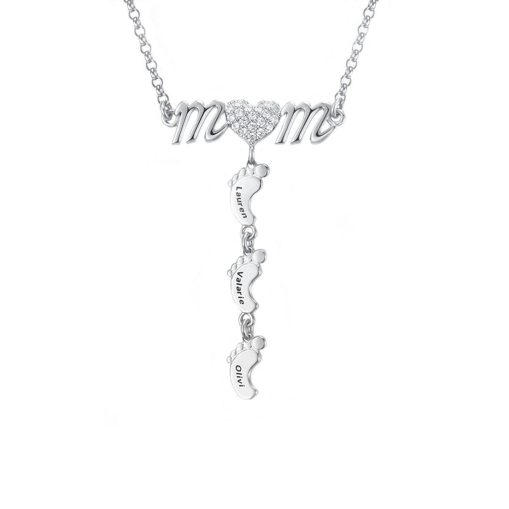 S925 Personalized Mother's Day Necklace With Baby Feet