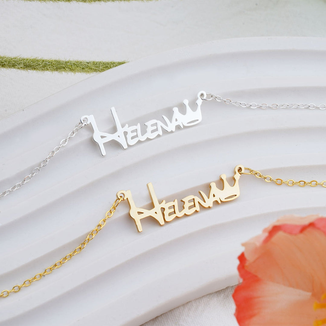 Crown Baby Name Necklace