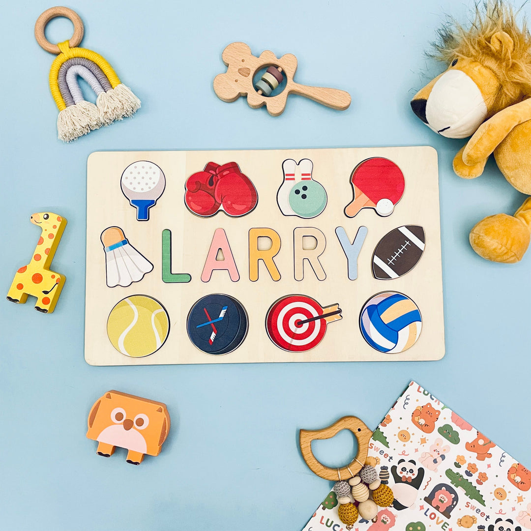 Personalized Wooden Baby Name Puzzle with Balls