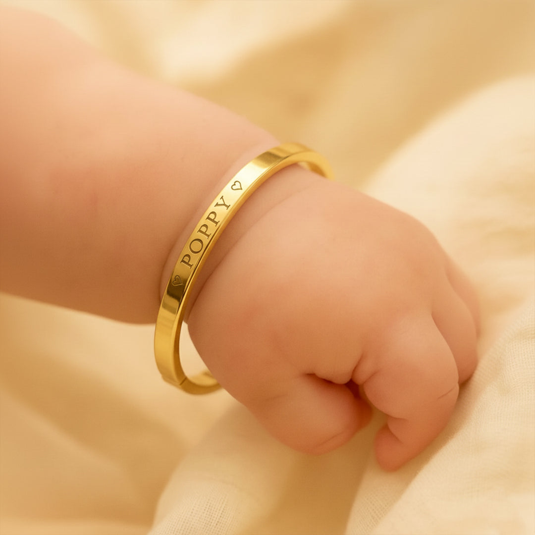 Customizable Child’s Engraved Bangle with Secure Clasp