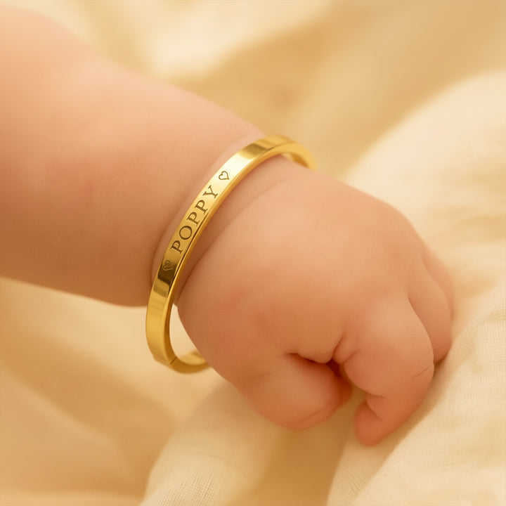 Customizable Child’s Engraved Bangle with Secure Clasp