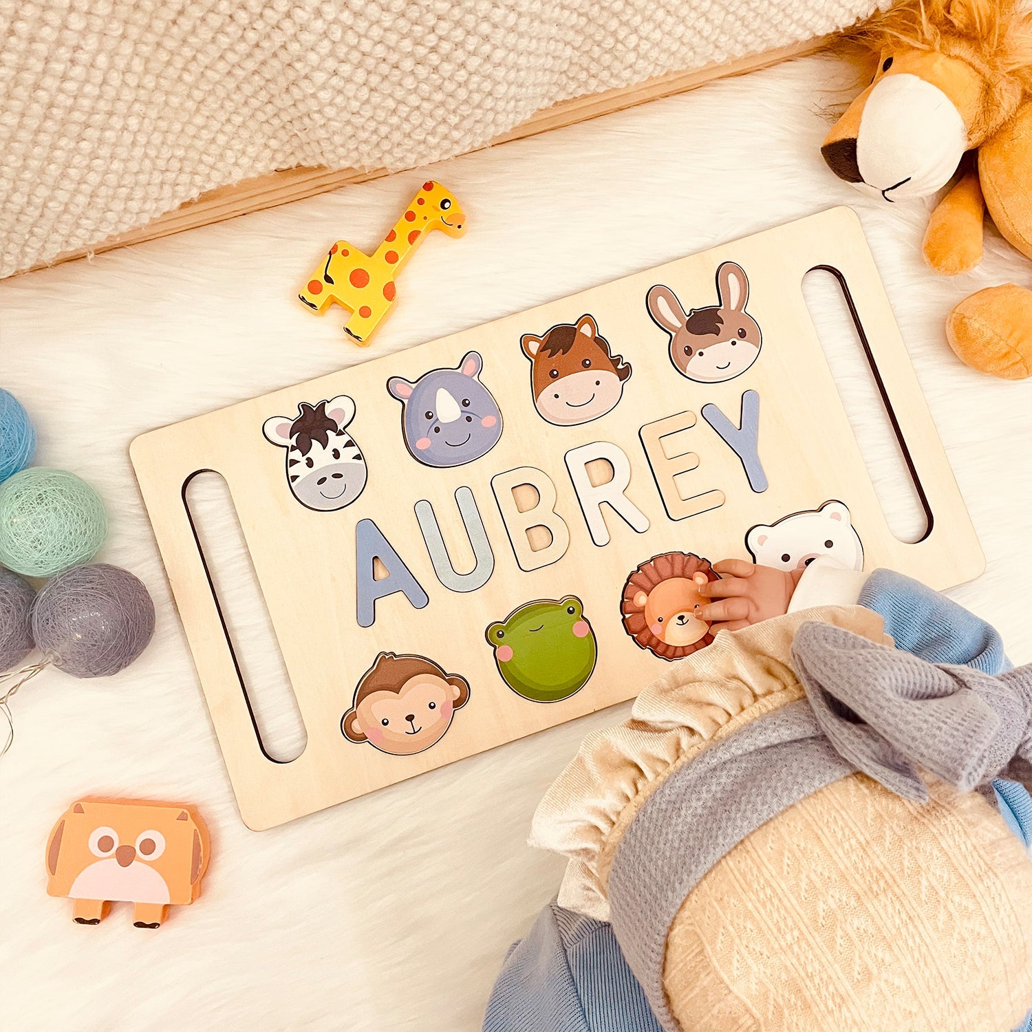 Custom Wooden Baby Name Puzzle with Handle