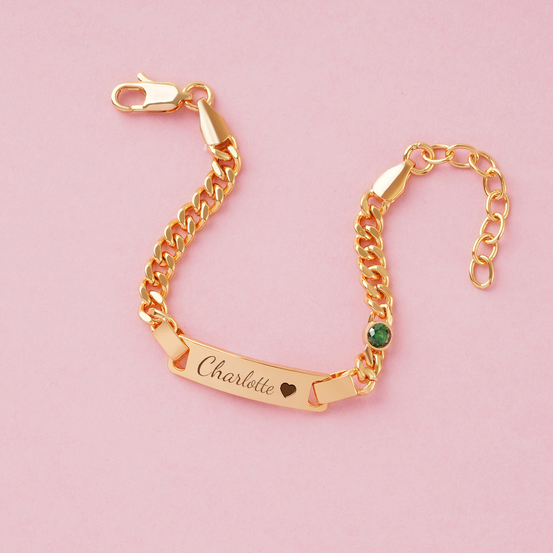 Boy And Girl's Birthstone Name Bracelet