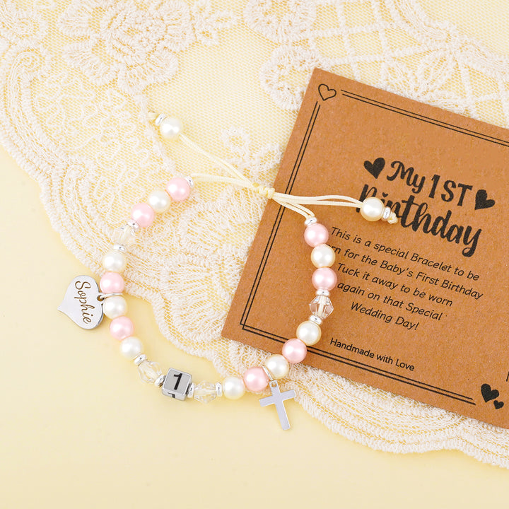 Personalized Name Baby 1st Birthday Bracelet