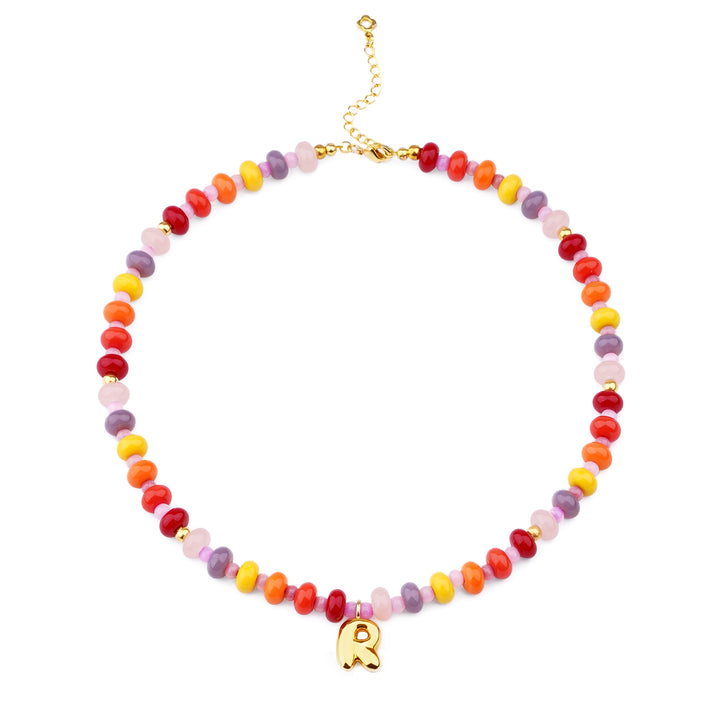 Personalized Initial Girls Colorful Beads Necklace