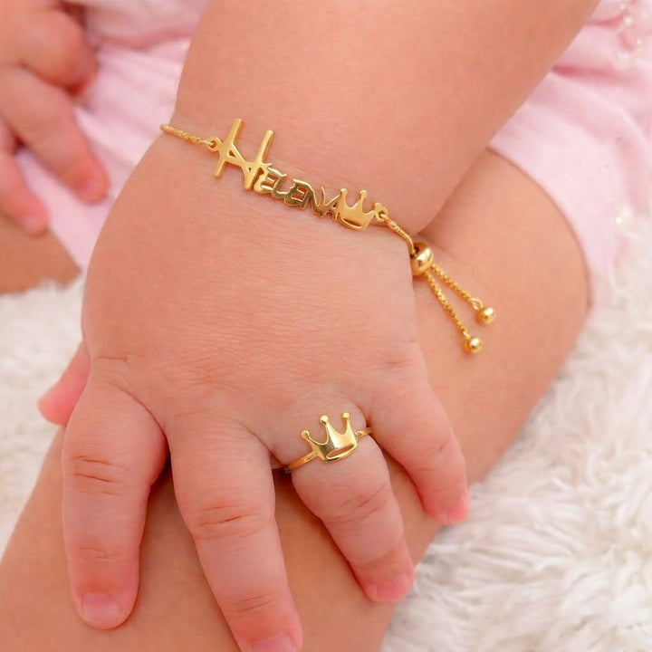 Ensemble de bijoux avec prénom de bébé Crown