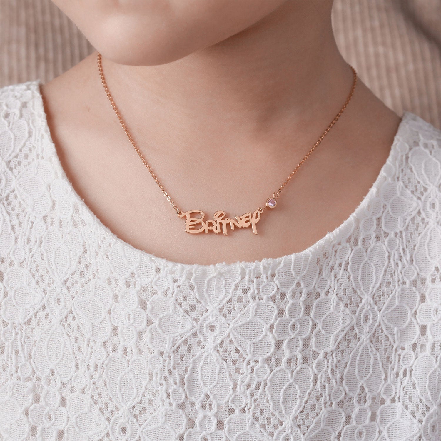 Customized Princess Name Birthstone Necklace