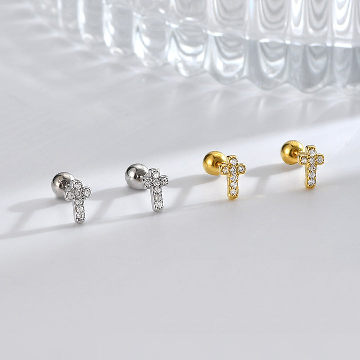 Children Cubic Zirconia Cross Earrings