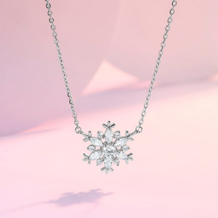 925 Sterling Silver Girls Snowflake Necklace