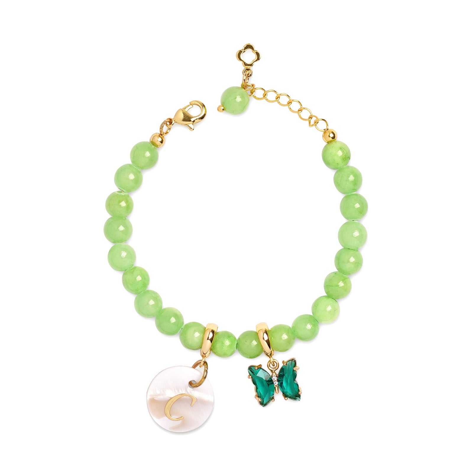 Pesonalized Girls Initial and Birthstone Gemstone Bracelet