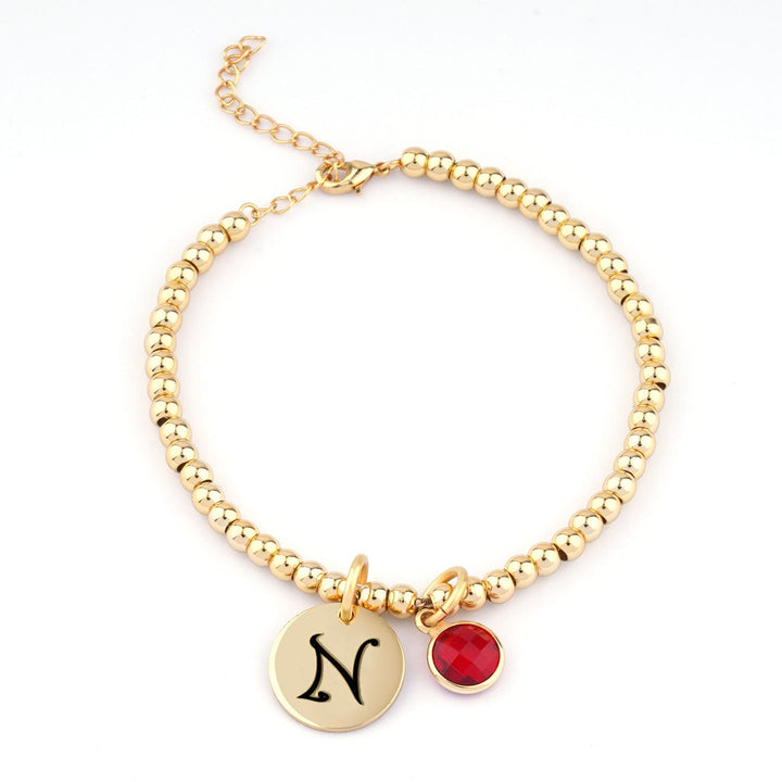 Personalized Initials Disc Birthstone Charm Baby Bracelet