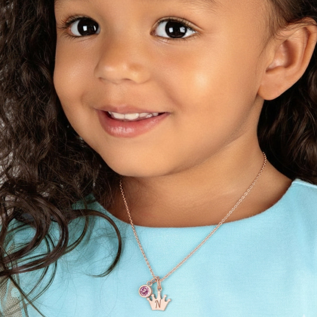 Initial and Birthstone Children's Necklace